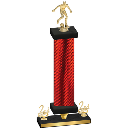 Premium Single Red Carbon Fiber Second Place Soccer Trophy