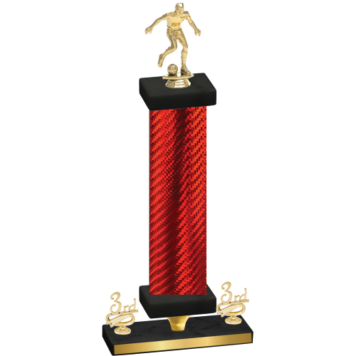 Premium Single Red Carbon Fiber Third Place Soccer Trophy