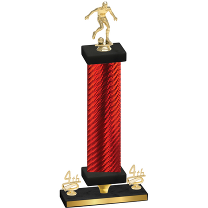 Premium Single Red Carbon Fiber Fourth Place Soccer Trophy