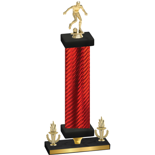 Premium Single Red Carbon Fiber Victory Soccer Trophy