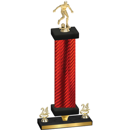 Premium Single Red Carbon Fiber Year Soccer Trophy