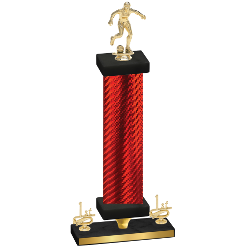 Premium Single Red Carbon Fiber First Place Soccer Trophy