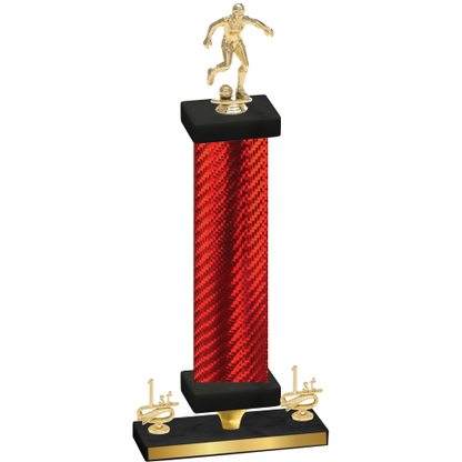 Premium Single Red Carbon Fiber First Place Soccer Trophy