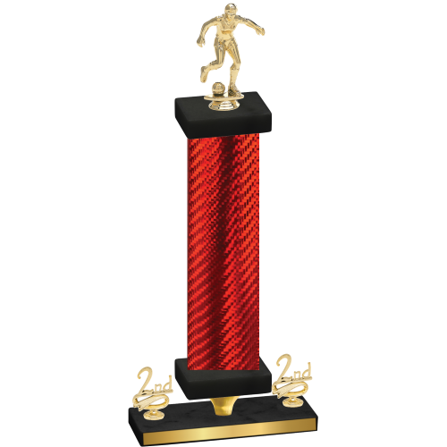 Premium Single Red Carbon Fiber Second Place Soccer Trophy