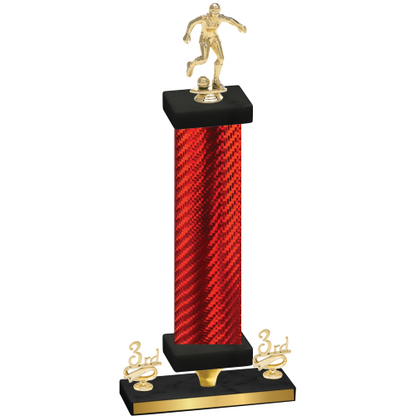 Premium Single Red Carbon Fiber Third Place Soccer Trophy