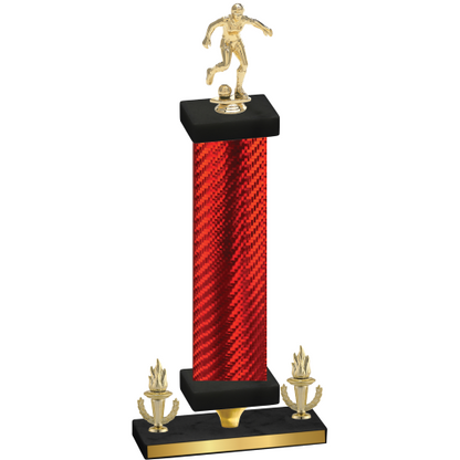 Premium Single Red Carbon Fiber Victory Soccer Trophy