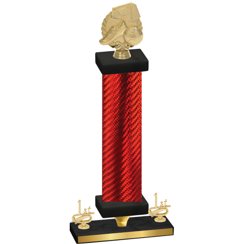 Premium Single Red Carbon Fiber First Place Soccer Trophy