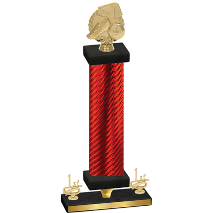 Premium Single Red Carbon Fiber First Place Soccer Trophy