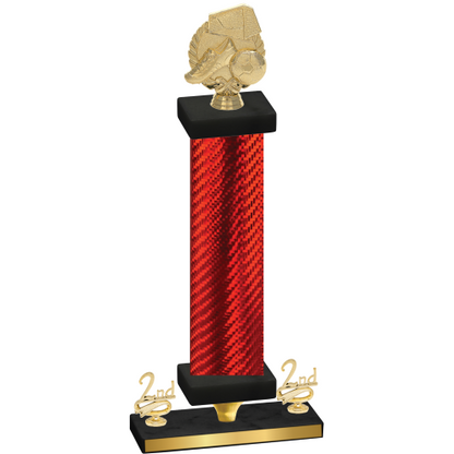 Premium Single Red Carbon Fiber Second Place Soccer Trophy