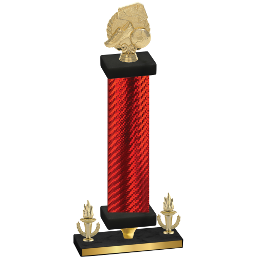 Premium Single Red Carbon Fiber Victory Soccer Trophy