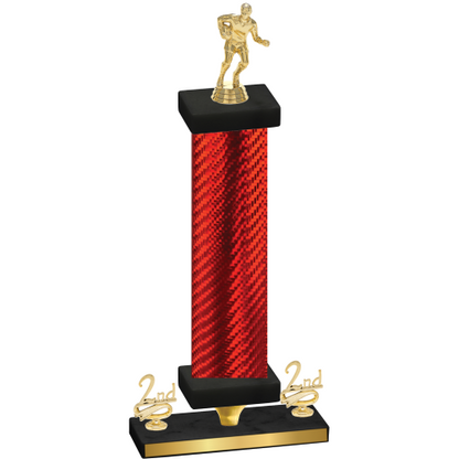 Premium Single Red Carbon Fiber Second Place Rugby Trophy