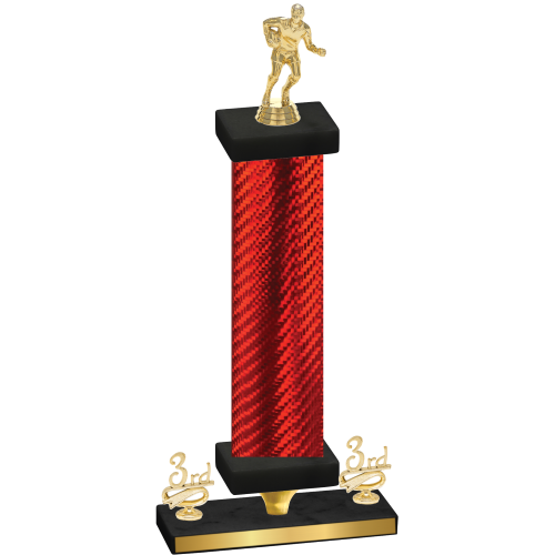 Premium Single Red Carbon Fiber Third Place Rugby Trophy