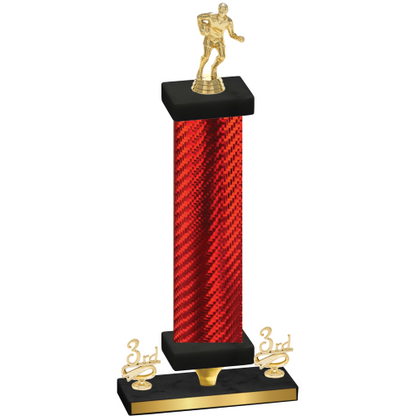 Premium Single Red Carbon Fiber Third Place Rugby Trophy