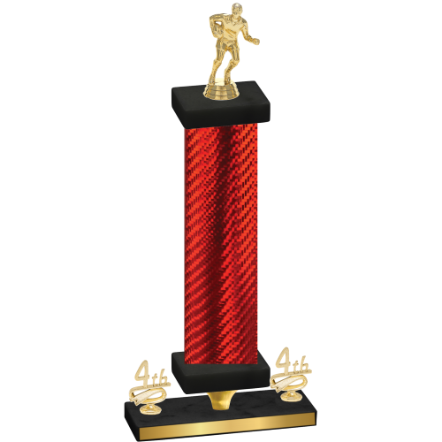 Premium Single Red Carbon Fiber Fourth Place Rugby Trophy