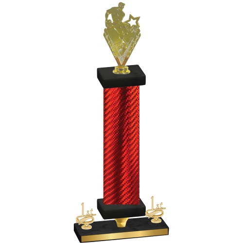 Premium Single Red Carbon Fiber First Place Rugby Trophy