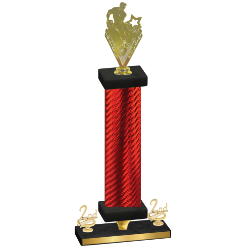 Premium Single Red Carbon Fiber Second Place Rugby Trophy