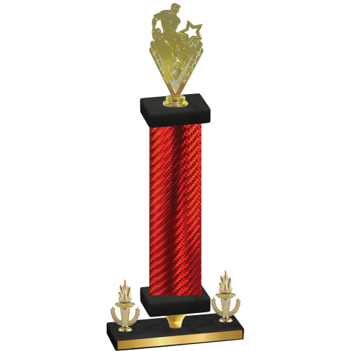 Premium Single Red Carbon Fiber Victory Rugby Trophy