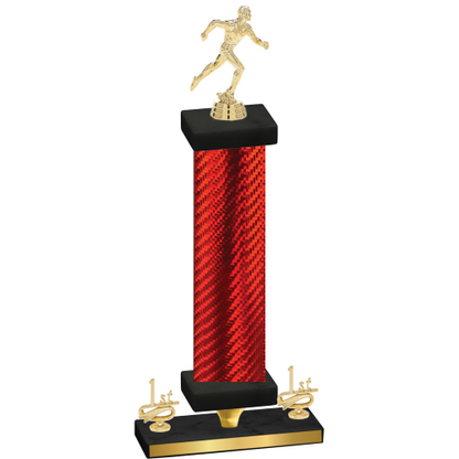 Premium Single Red Carbon Fiber First Place Running Trophy