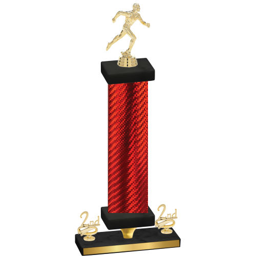 Premium Single Red Carbon Fiber Second Place Running Trophy