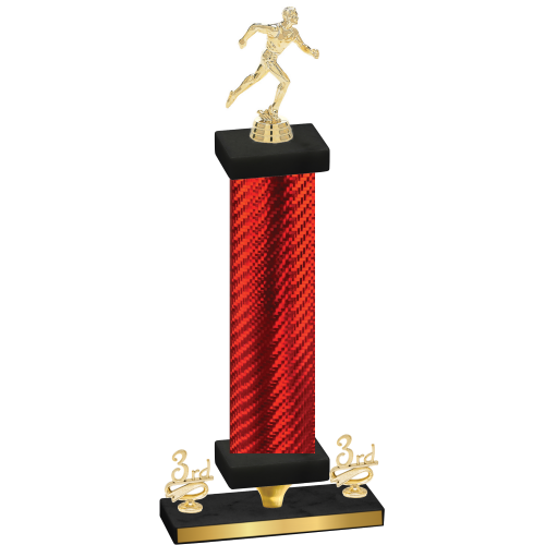 Premium Single Red Carbon Fiber Third Place Running Trophy