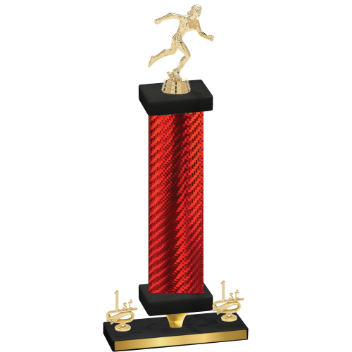 Premium Single Red Carbon Fiber First Place Running Trophy