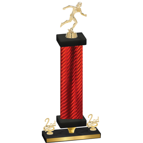 Premium Single Red Carbon Fiber Second Place Running Trophy