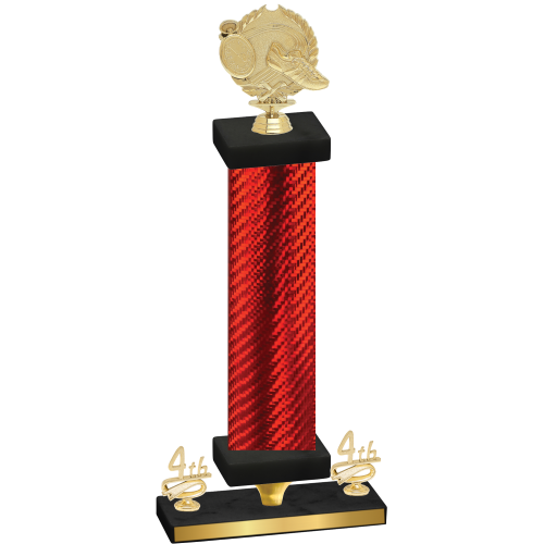 Premium Single Red Carbon Fiber Fourth Place Running Trophy