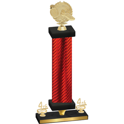 Premium Single Red Carbon Fiber Fourth Place Running Trophy