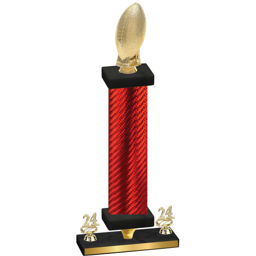 Premium Single Red Carbon Fiber Year Football Trophy