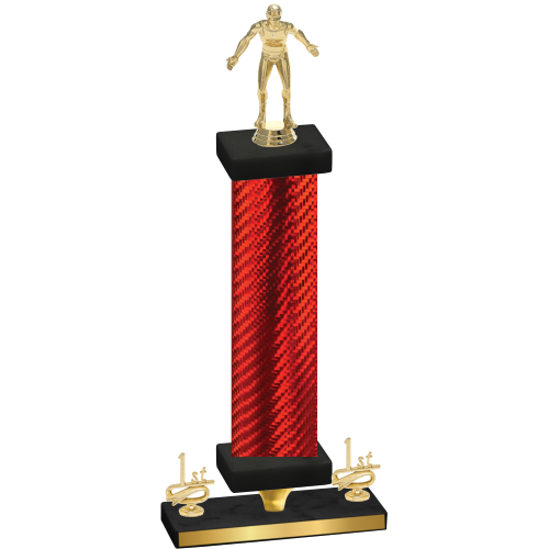 Premium Single Red Carbon Fiber First Place Wrestling Trophy