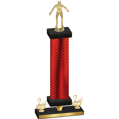 Premium Single Red Carbon Fiber Second Place Wrestling Trophy