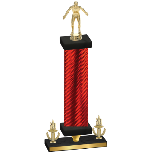 Premium Single Red Carbon Fiber Victory Wrestling Trophy