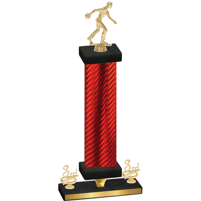 Premium Single Red Carbon Fiber Third Place Bowling Trophy