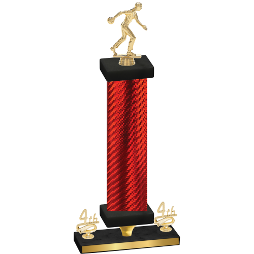 Premium Single Red Carbon Fiber Fourth Place Bowling Trophy