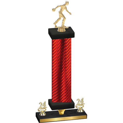 Premium Single Red Carbon Fiber Year Bowling Trophy