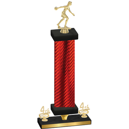 Premium Single Red Carbon Fiber Fourth Place Bowling Trophy