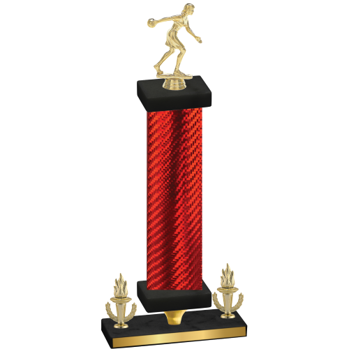 Premium Single Red Carbon Fiber Victory Bowling Trophy