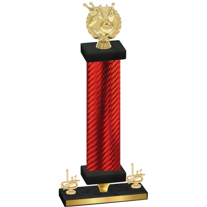 Premium Single Red Carbon Fiber First Place Bowling Trophy