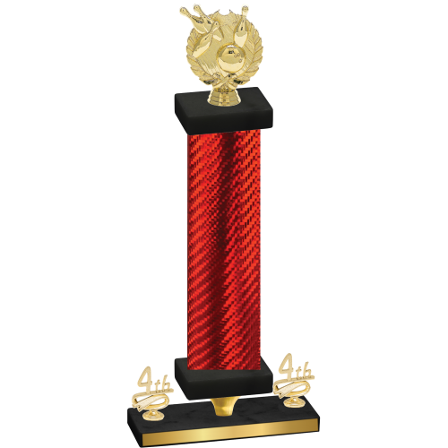 Premium Single Red Carbon Fiber Fourth Place Bowling Trophy