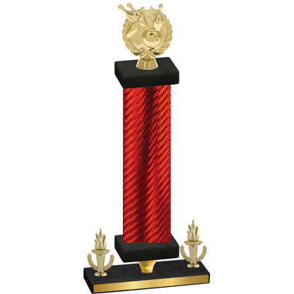 Premium Single Red Carbon Fiber Victory Bowling Trophy