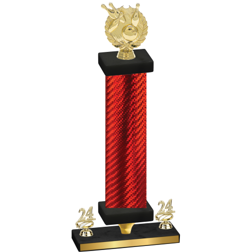 Premium Single Red Carbon Fiber Year Bowling Trophy