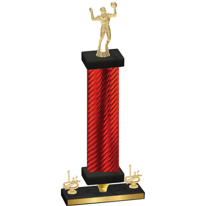 Premium Single Red Carbon Fiber First Place Volleyball Trophy