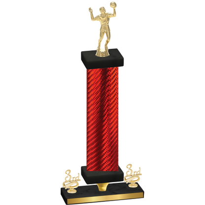 Premium Single Red Carbon Fiber Third Place Volleyball Trophy