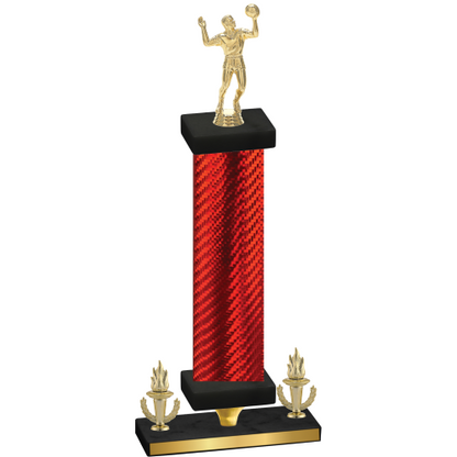 Premium Single Red Carbon Fiber Victory Volleyball Trophy