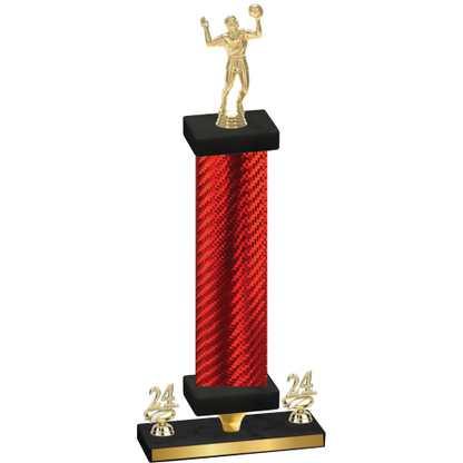 Premium Single Red Carbon Fiber Year Volleyball Trophy