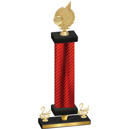 Premium Single Red Carbon Fiber Second Place Volleyball Trophy