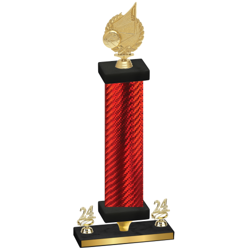 Premium Single Red Carbon Fiber Year Volleyball Trophy