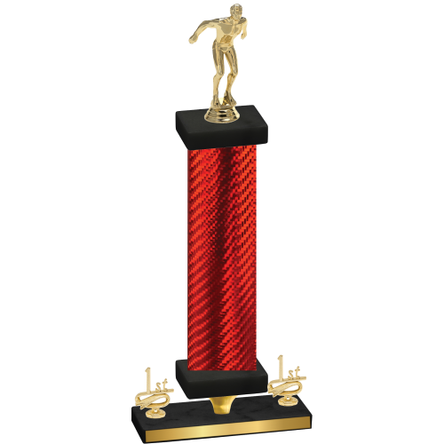 Premium Single Red Carbon Fiber First Place Swimming Trophy