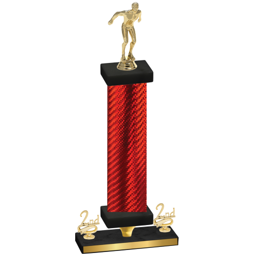 Premium Single Red Carbon Fiber Second Place Swimming Trophy