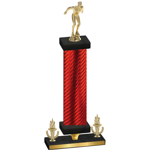 Premium Single Red Carbon Fiber Victory Swimming Trophy